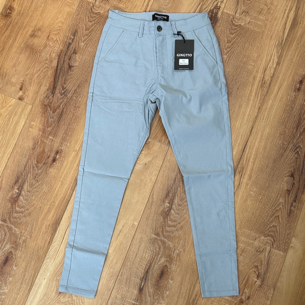 GINGTTO Mens Dress Pants Slim Fit Chino Pants for Men Stretch- grey